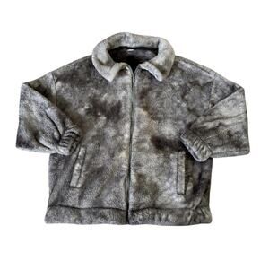Old Navy Gray Tie Dye Fleece Full-Zip Jacket Womens Size XS
